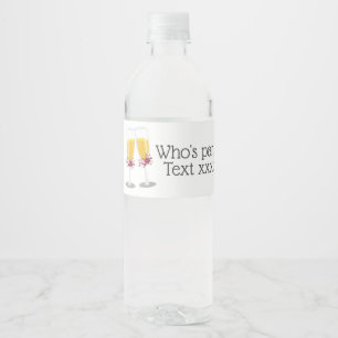 Sparkling Wine  Brunch and Bubbly cheers birthday Water Bottle Label