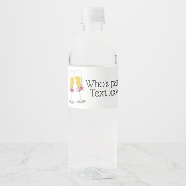 Sparkling Wine  Brunch and Bubbly cheers birthday Water Bottle Label (Front)