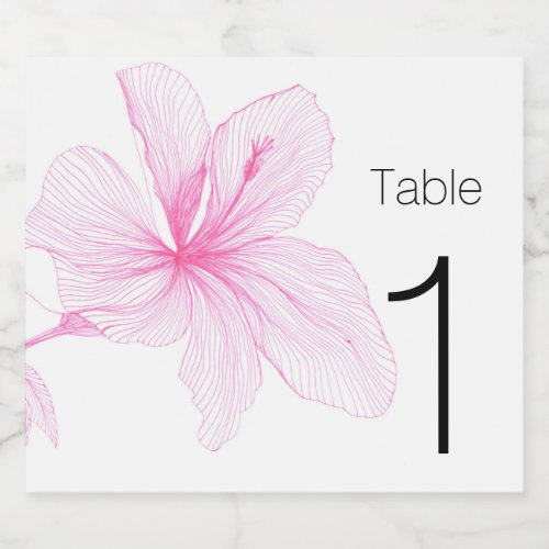Sparkling Wine Label  Table Number  Elegant Pink