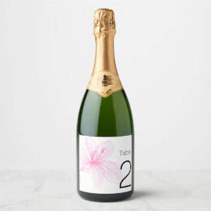 Sparkling Wine Label   Table Number   Elegant Pink