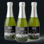 Sparkling Wine on Black Mini Sparkling Wine Label<br><div class="desc">Cheers to 21 Years and Happy Birthday on these mini sparkling wine bottle labels that feature the top of a sparkling wine bottle and blurred white lights on a black background. MATCHING items in our store.</div>
