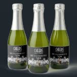 Sparkling Wine on Black Mini Sparkling Wine Label<br><div class="desc">Cheers to 21 Years and Happy Birthday on these mini sparkling wine bottle labels that feature the top of a sparkling wine bottle and blurred white lights on a black background. MATCHING items in our store.</div>