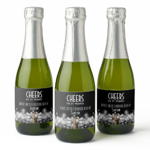 Sparkling Wine on Black Mini Sparkling Wine Label
