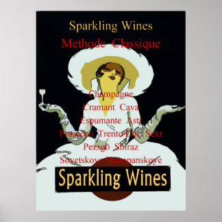 Sparkling Wines, Vintage Lady Listing Poster