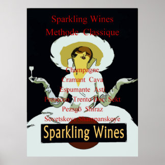 Sparkling Wines, Vintage Lady Listing Poster