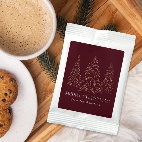 Sparkling Winter Pine Burgundy Merry Christmas Hot Chocolate Drink Mix