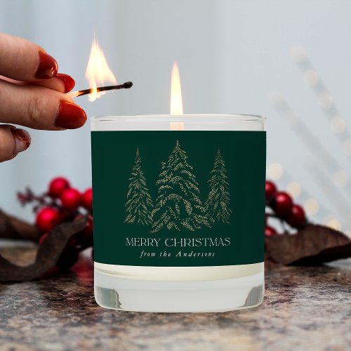 Sparkling Winter Pine Green Merry Christmas Scented Candle