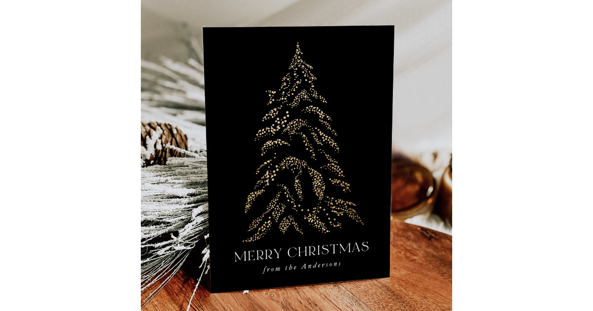 Sparkling Winter Pine Merry Christmas Non-Photo Holiday Card | Zazzle