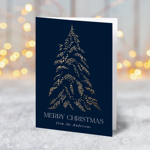 Sparkling Winter Pine Merry Christmas Non_Photo Holiday Card
