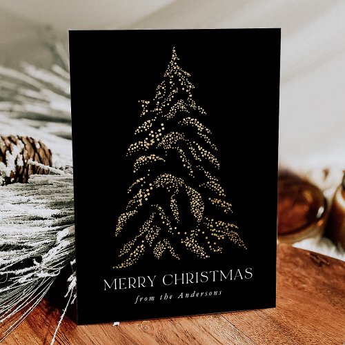 Sparkling Winter Pine Merry Christmas Non_Photo Holiday Card