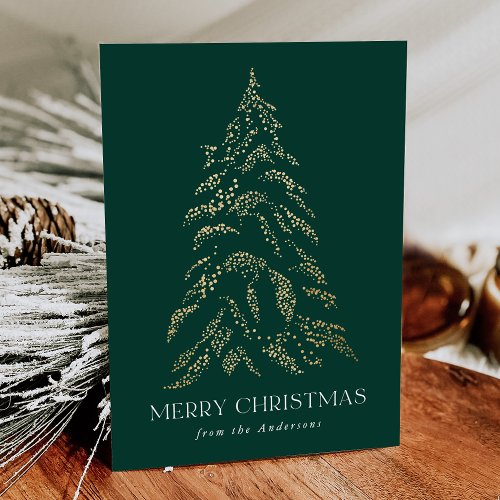 Sparkling Winter Pine Merry Christmas Non_Photo Holiday Card