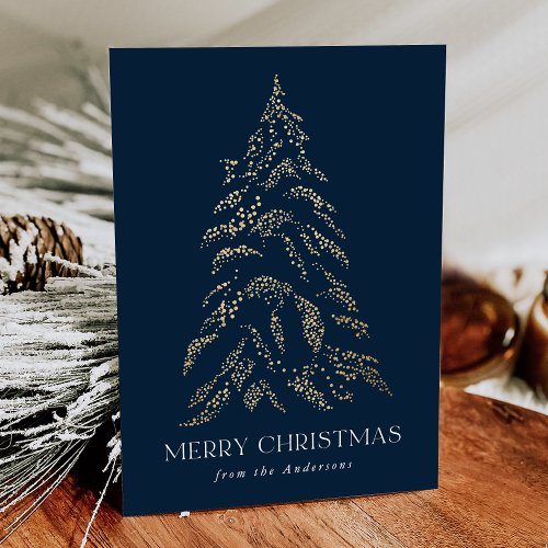 Sparkling Winter Pine Merry Christmas Non_Photo Holiday Card