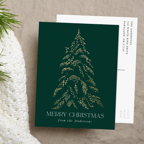 Sparkling Winter Pine Merry Christmas Non_Photo Holiday Postcard