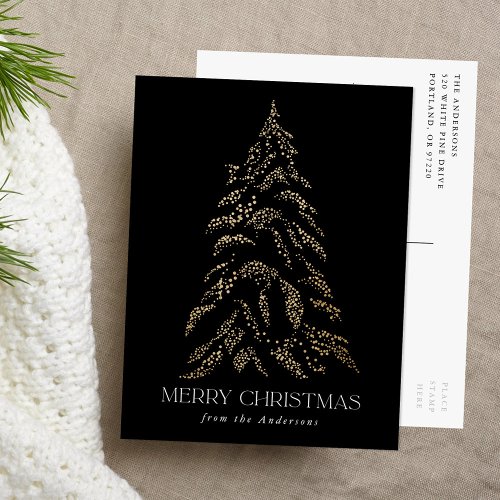 Sparkling Winter Pine Merry Christmas Non_Photo Holiday Postcard