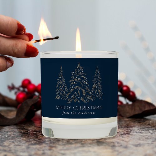 Sparkling Winter Pine Navy Merry Christmas Scented Candle