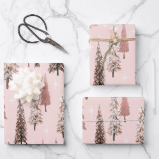 Sparkling winter snowflakes and trees Christmas Wrapping Paper Sheets
