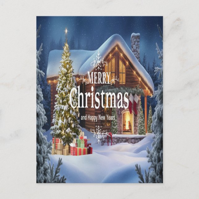 Sparkling Wishes for a Merry Christmas Postcard (Front)