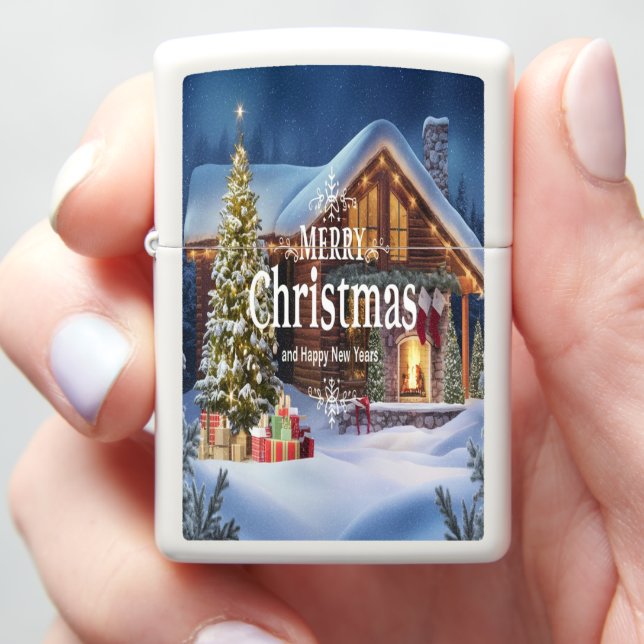 Sparkling Wishes for a Merry Christmas Zippo Lighter (In Hand)