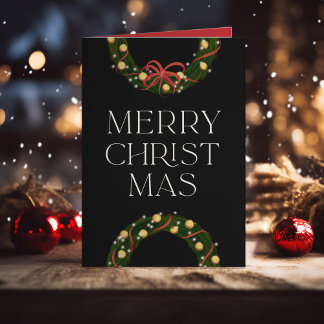 Sparkling Wreath Merry Christmas Holiday Card