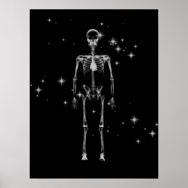 Sparkling X-Ray Skeleton - B&W Poster (Front)