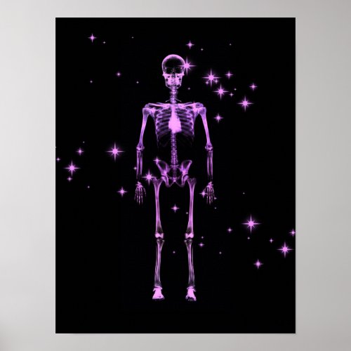 Sparkling X_Ray Skeleton _ Light Purple  Poster
