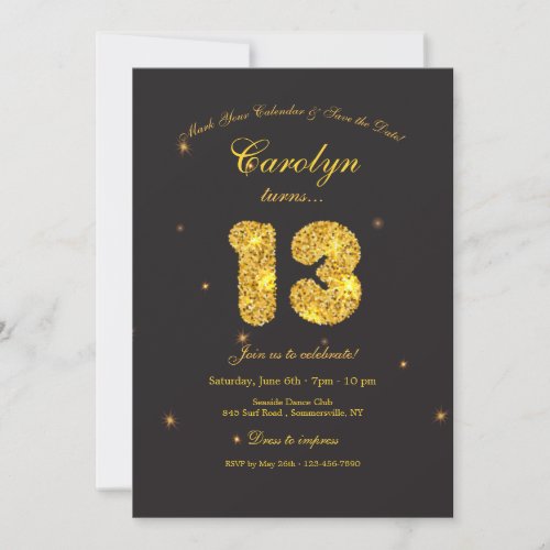 Sparkly 13th Birthday Party Invitation