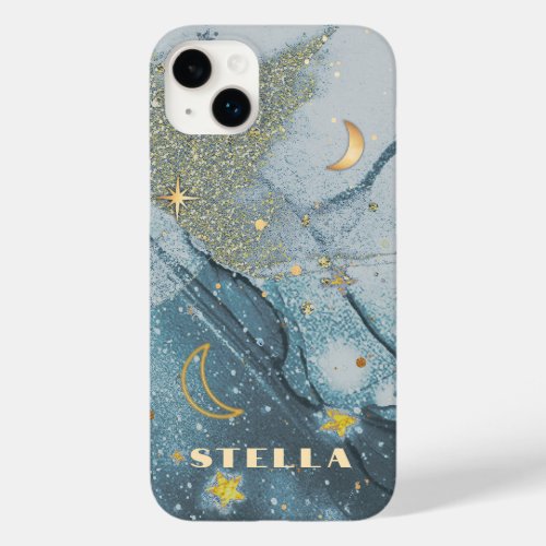 Sparkly abstract celestial moon name phonecase Case_Mate iPhone 14 plus case