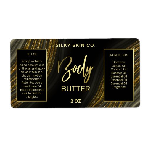 Sparkly Agate Black Gold Body Butter Labels