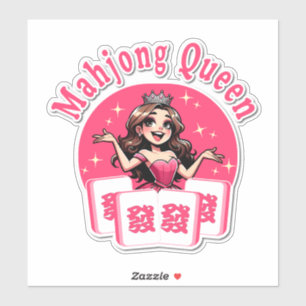 Sparkly American Mahjong Queen Pink Crown Graphic Sticker