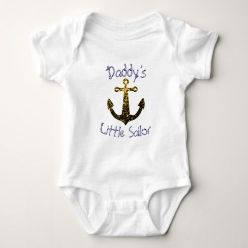 Sparkly Anchor Daddys Little Sailor Personalize  Baby Bodysuit