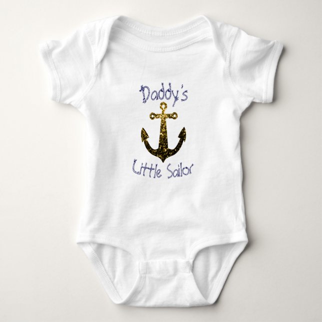 Sparkly Anchor Daddy's Little Sailor Personalize  Baby Bodysuit (Front)