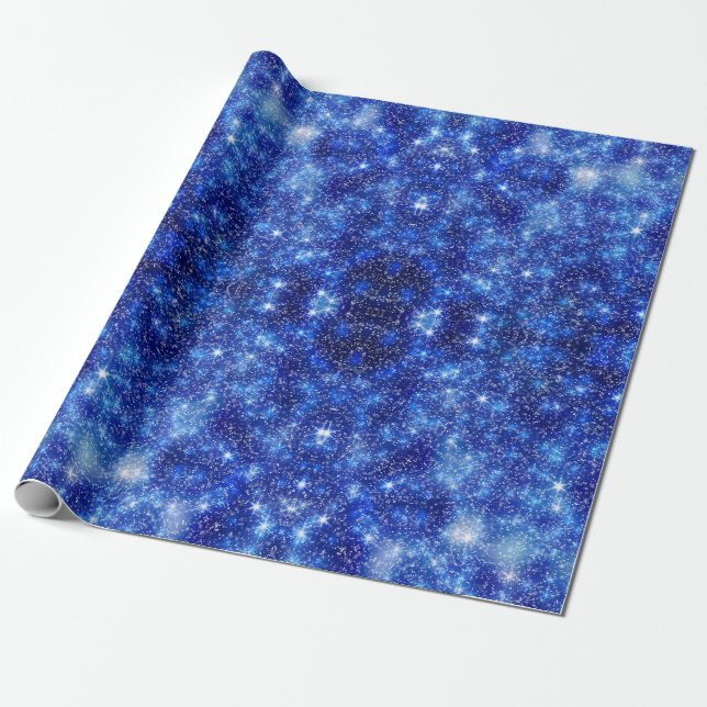 Sparkly and Starry Night Sky Wrapping Paper (Unrolled)