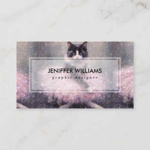 Sparkly Ballerina Cat in Pink Tutu Business Card