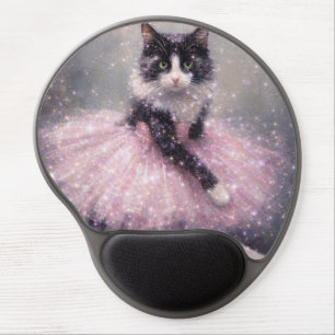 Sparkly Ballerina Cat in Pink Tutu Gel Mouse Pad