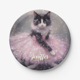 Sparkly Ballerina Cat in Pink Tutu                 Paper Plates