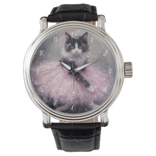Sparkly Ballerina Cat in Pink Tutu Watch