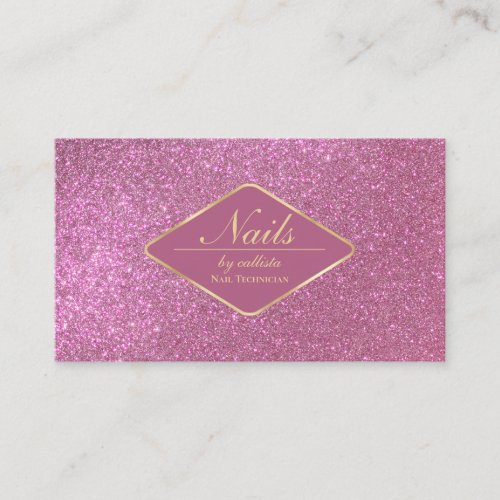 Sparkly Berry Pink Gold Glitter Makeup Nails Lash Business Card