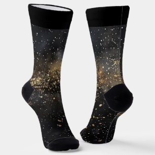 Sparkly Black and Gold Background Socks