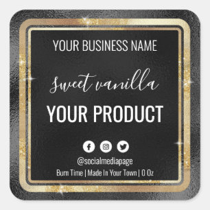 Sparkly Black Foil Soy Melt Or Candle Labels