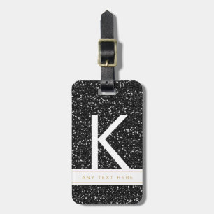 Sparkly Black Glitter Monogrammed Initial Luggage Luggage Tag