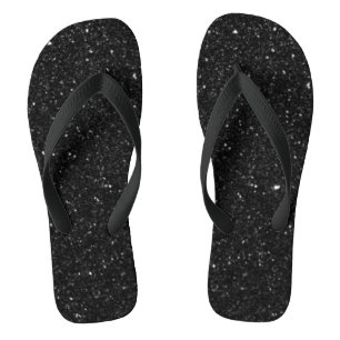 Sparkly black Glitter Shiny Flip Flops
