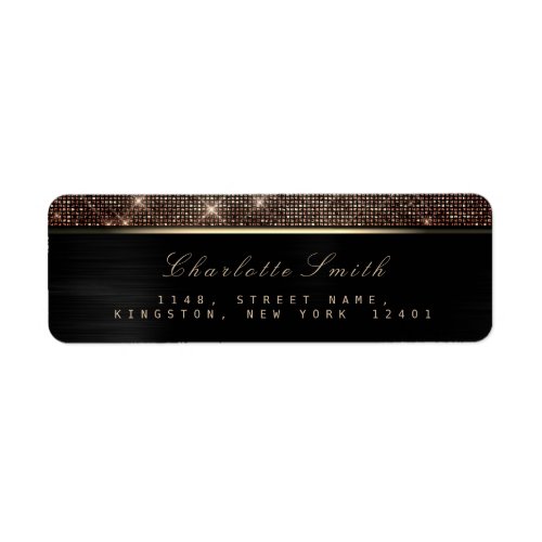 Sparkly Black Gold Luxury Copper RSVP Metallic Label