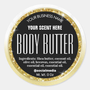 Sparkly Black Gold Marble Body Butter Labels