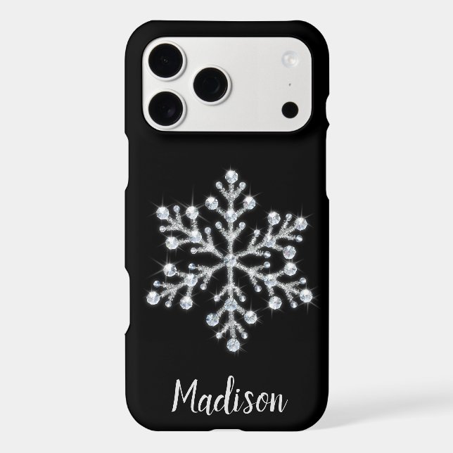 Sparkly Black Monogram iPhone Case (Back)