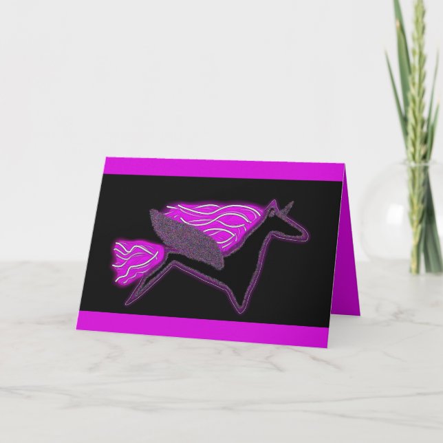 Sparkly black Unicorn Pegasus Thank You Card (Front)