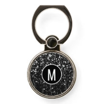 Sparkly Black White  Sequin Glitter Monogrammed