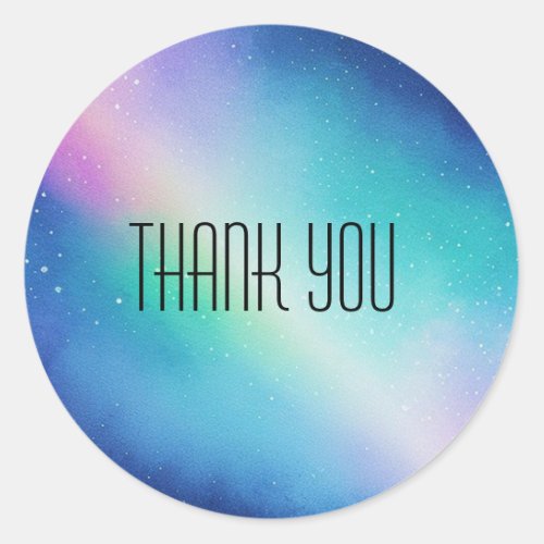 Sparkly Blue and Green Glittery Clouds Thank You Classic Round Sticker