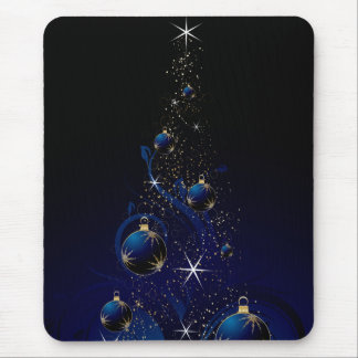 Sparkly Blue Christmas Tree Mouse Pad