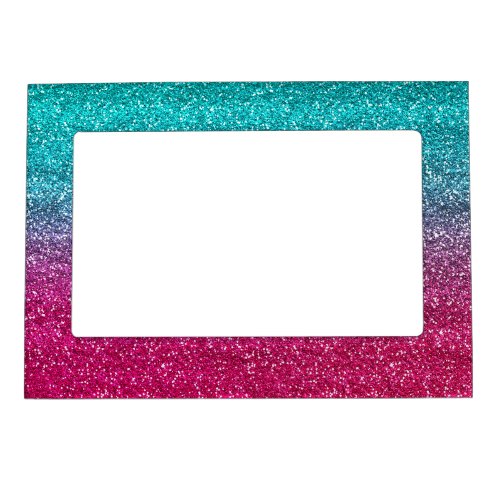 Sparkly Blue  Dark Pink Gradient Glitter Magnetic Frame