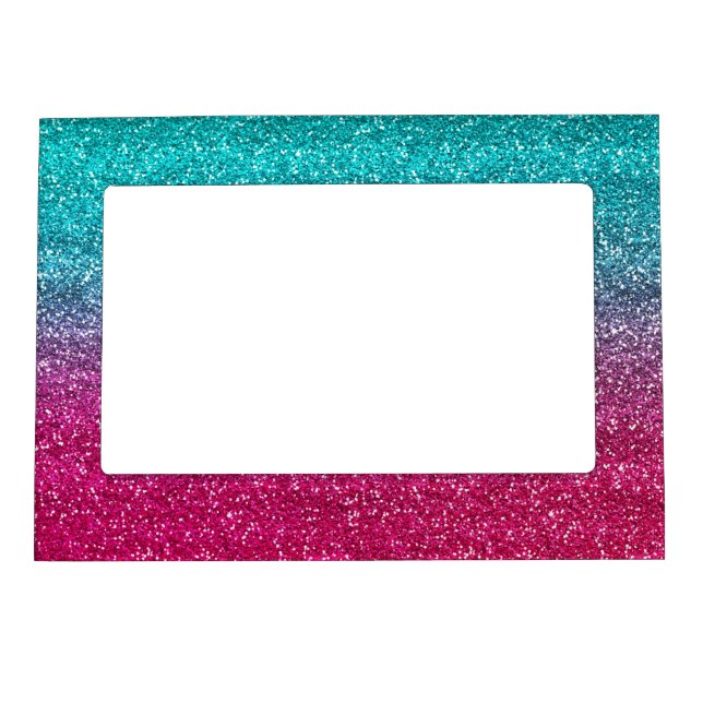 Sparkly Blue & Dark Pink Gradient Glitter Magnetic Frame (Front)
